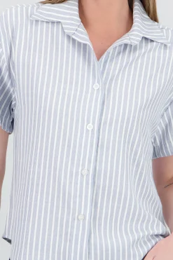 Shasa Striped Detail Short Sleeve Shirt