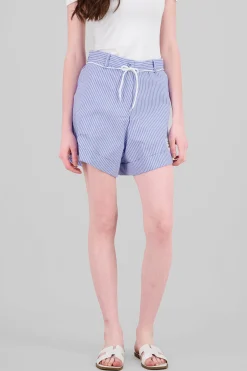Shasa Striped Drawstring Detail Shorts