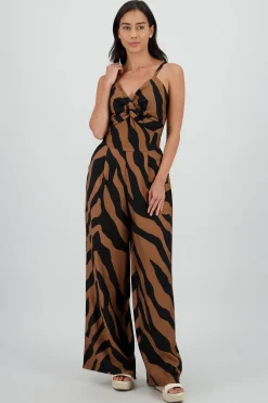 Shasa Striped Jumpsuit with Knot Detail