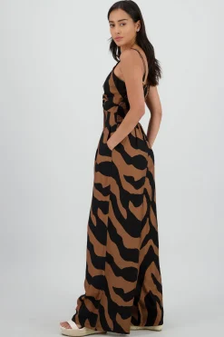 Shasa Striped Jumpsuit with Knot Detail