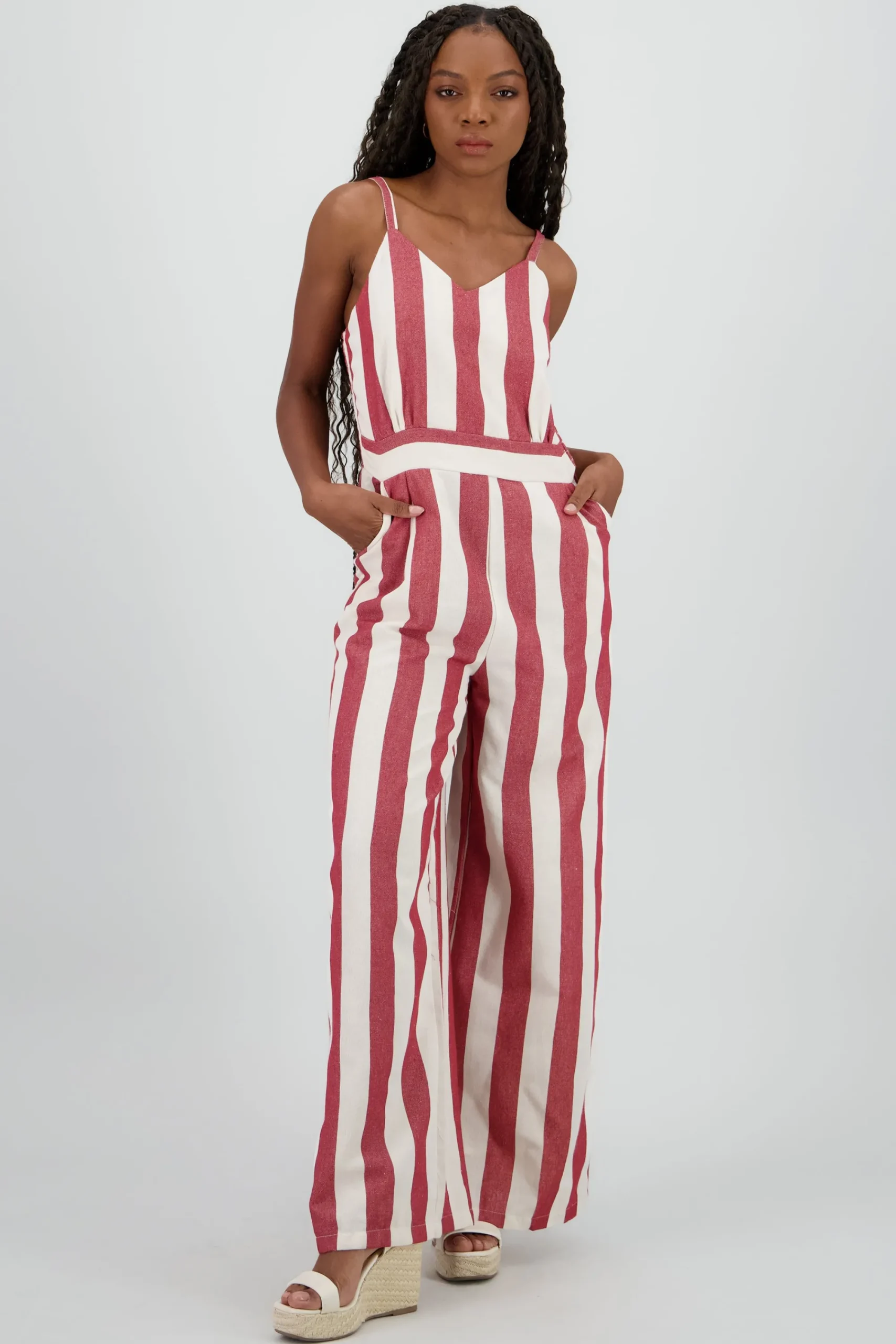 Shasa Striped Jumpsuit with Straps