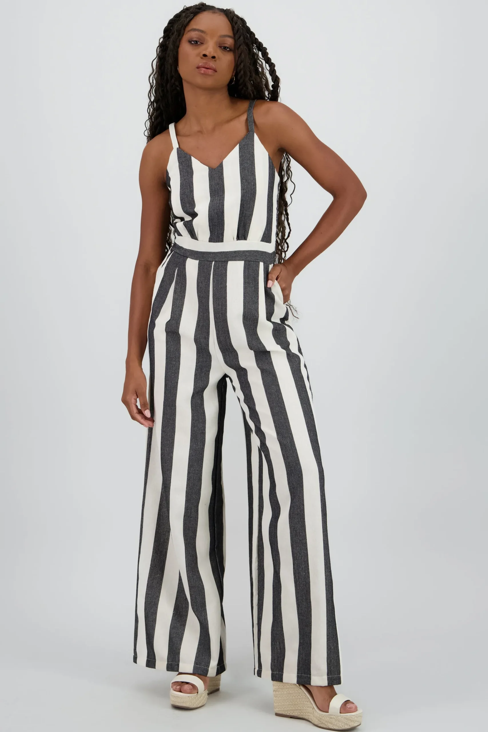 Shasa Striped Jumpsuit with Straps