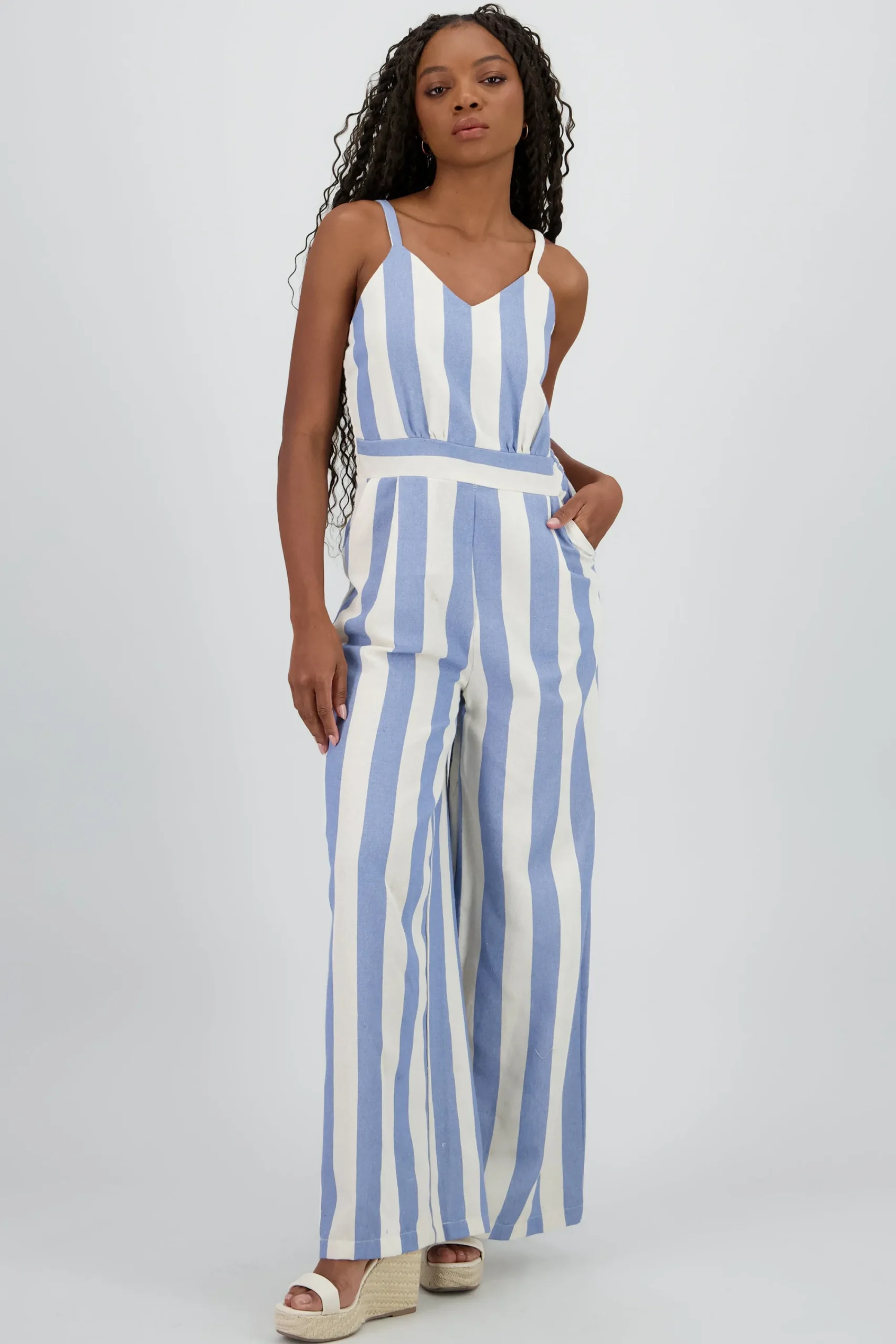 Shasa Striped Jumpsuit with Straps
