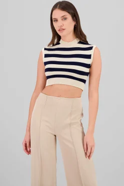 Shasa Striped Knit Crop Top