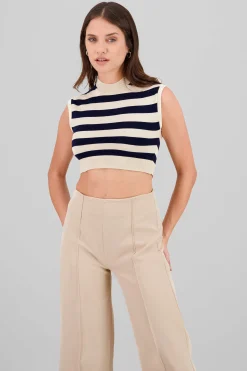 Shasa Striped Knit Crop Top