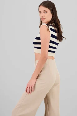 Shasa Striped Knit Crop Top
