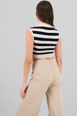 Shasa Striped Knit Crop Top