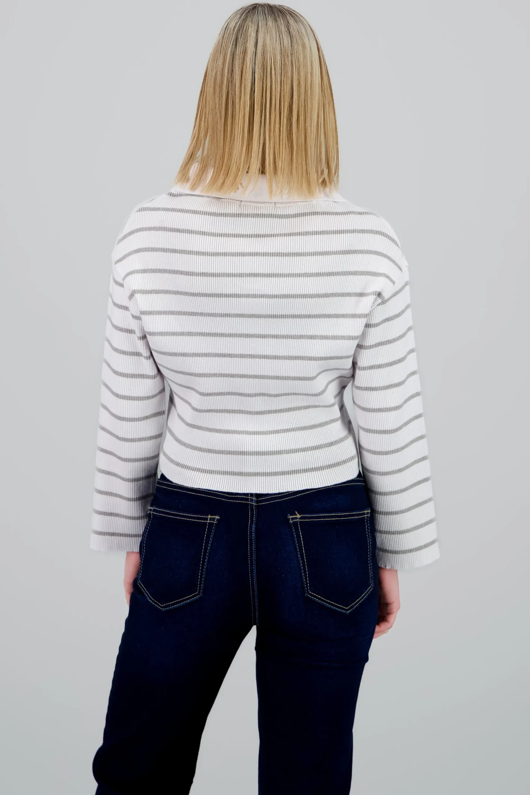 Shasa Striped Knit Polo Collar Sweater
