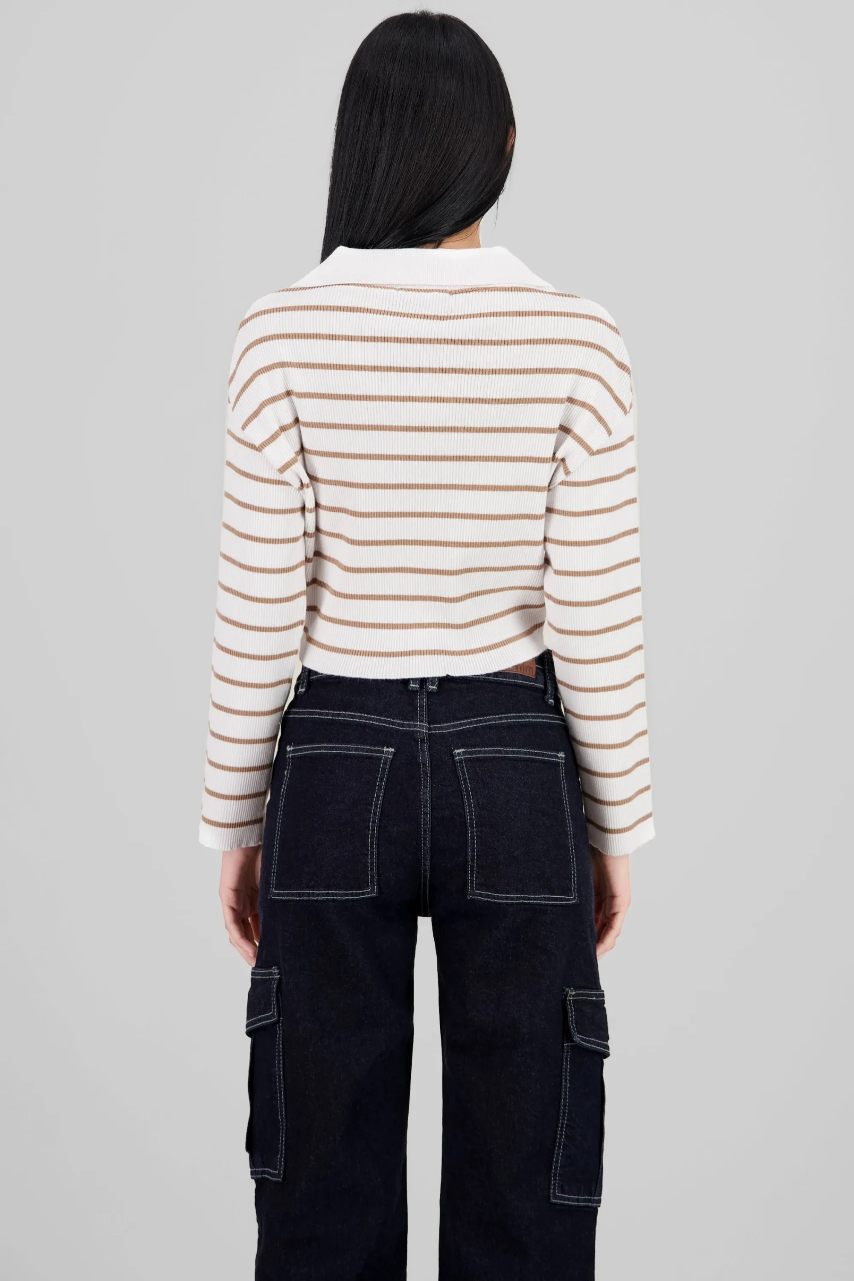 Shasa Striped Knit Polo Collar Sweater