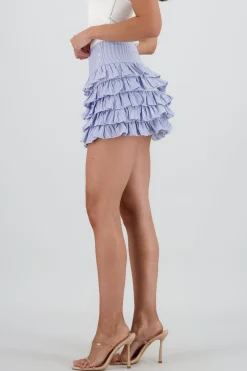 Shasa Striped Mini Skirt with Ruffles