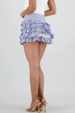 Shasa Striped Mini Skirt with Ruffles