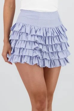 Shasa Striped Mini Skirt with Ruffles