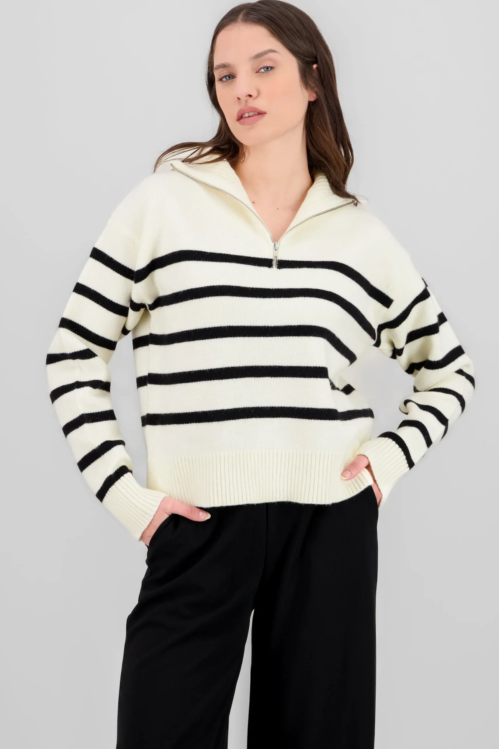 Shasa Striped Neck Sweater