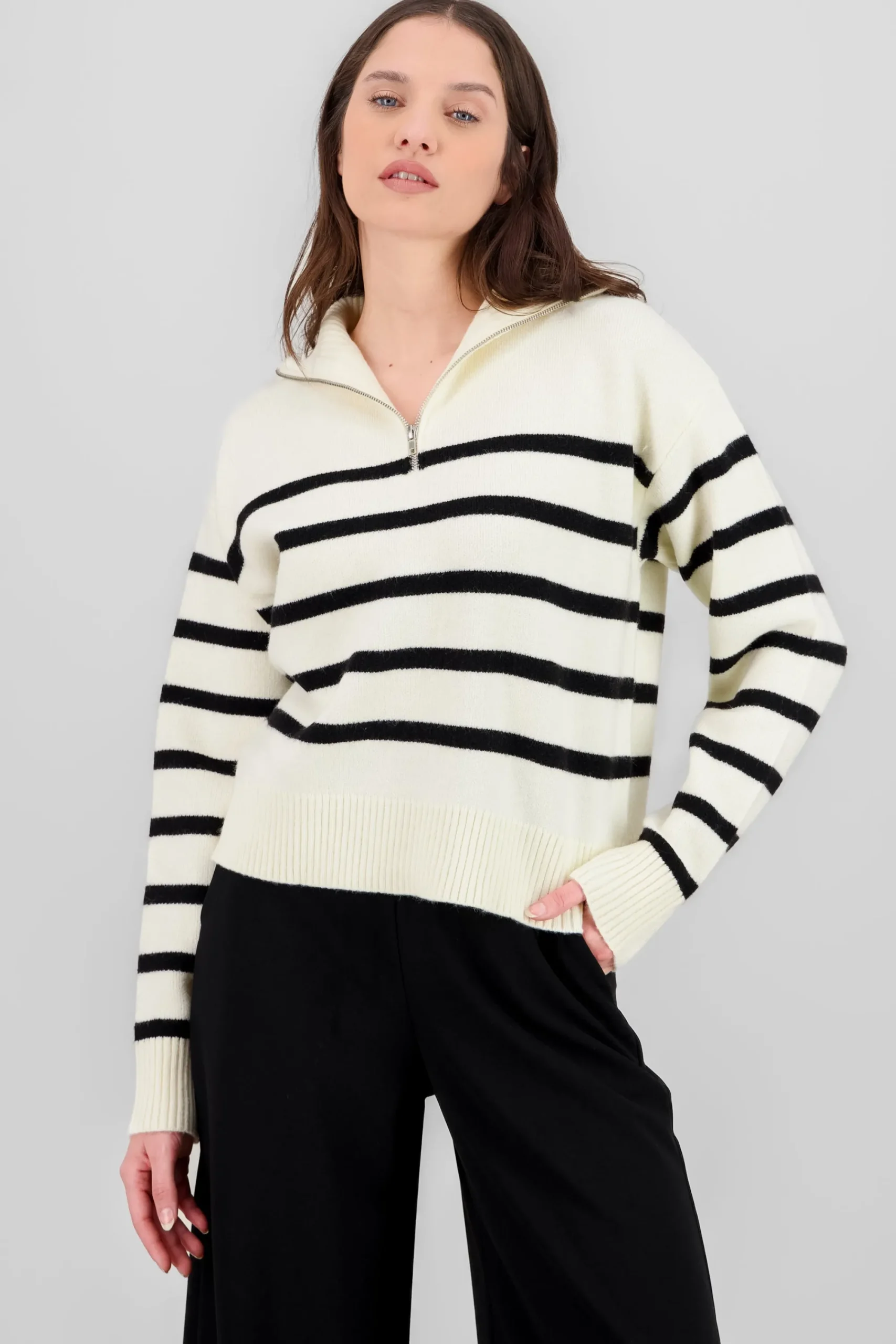 Shasa Striped Neck Sweater