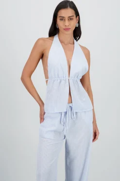 Shasa Striped Open Back Top