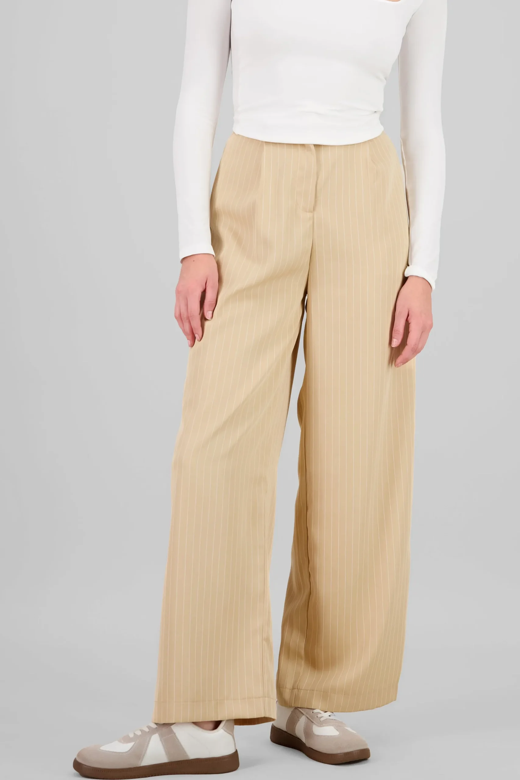 Shasa Striped Pants with Double Waistband