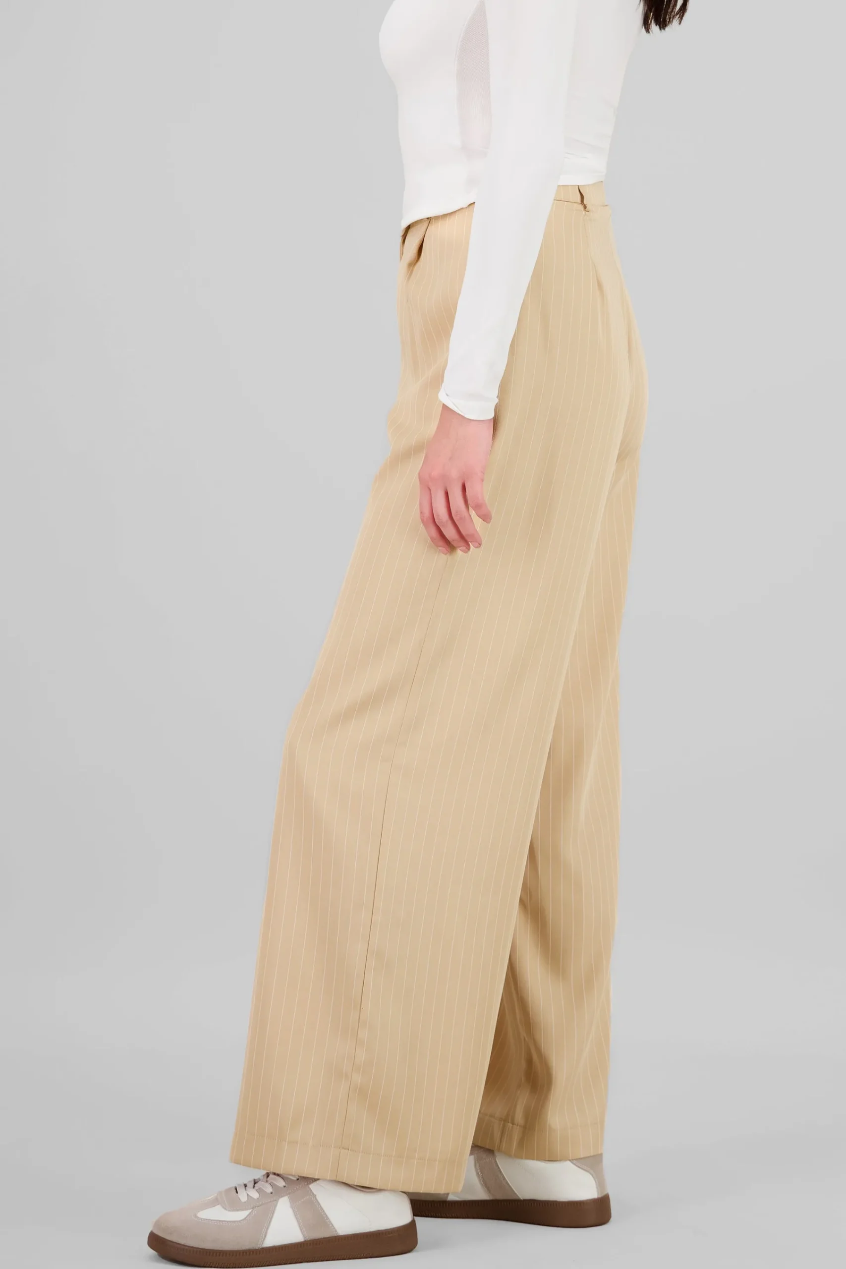 Shasa Striped Pants with Double Waistband