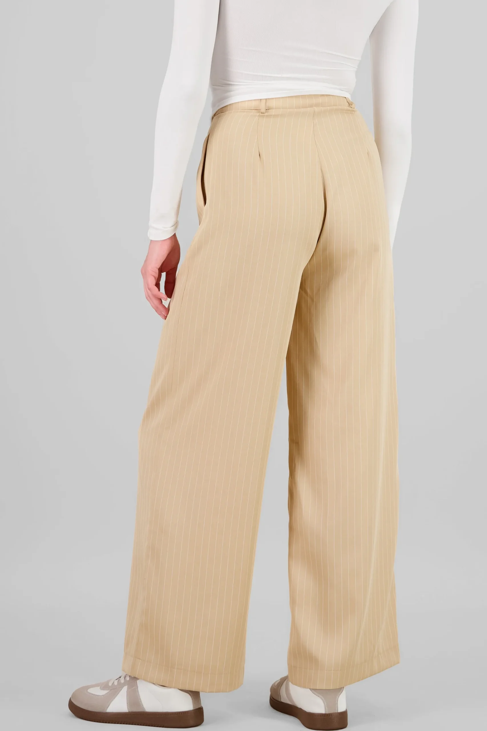 Shasa Striped Pants with Double Waistband