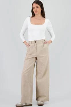Shasa Striped Pants with Double Belt Loop Detail