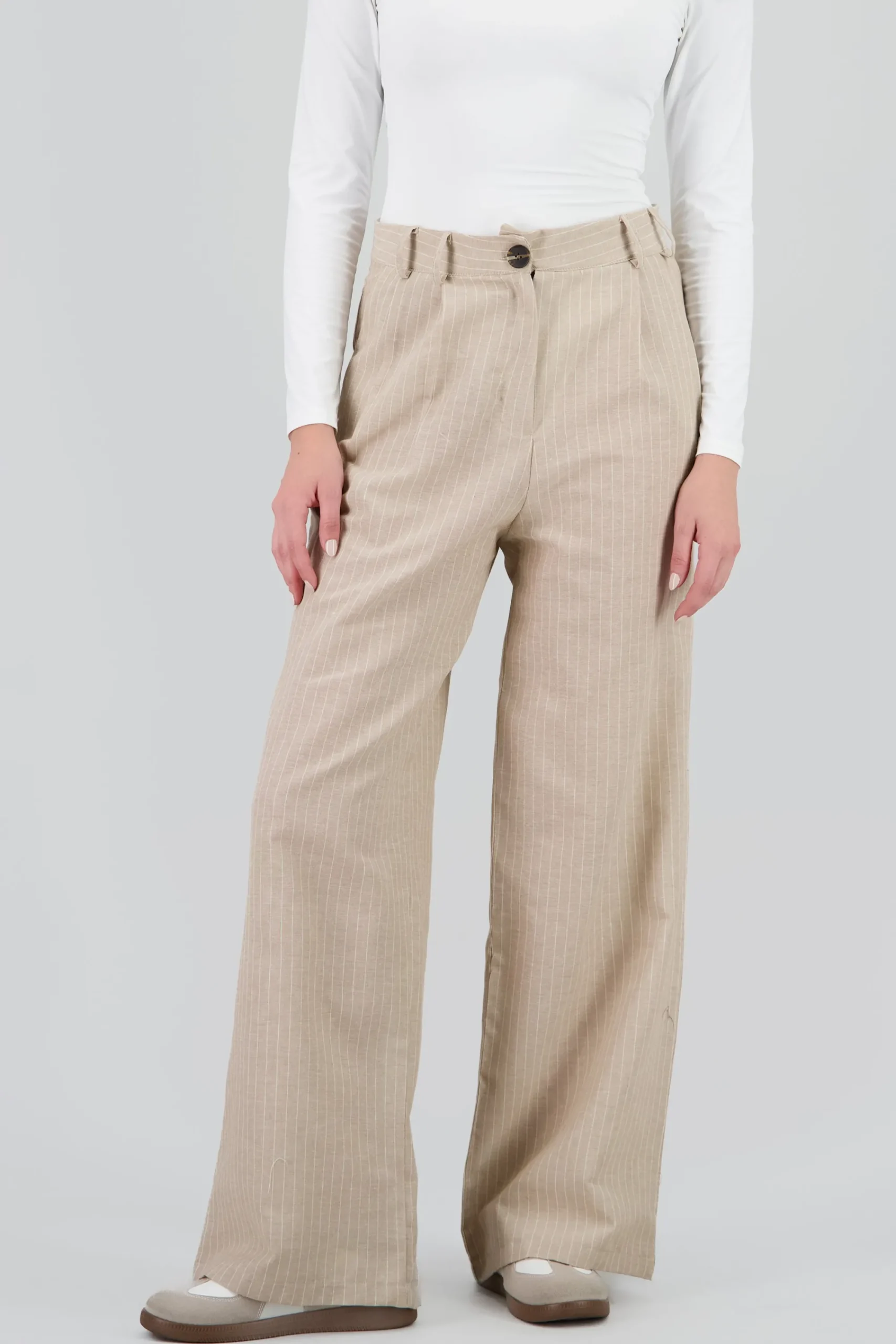 Shasa Striped Pants with Double Belt Loop Detail