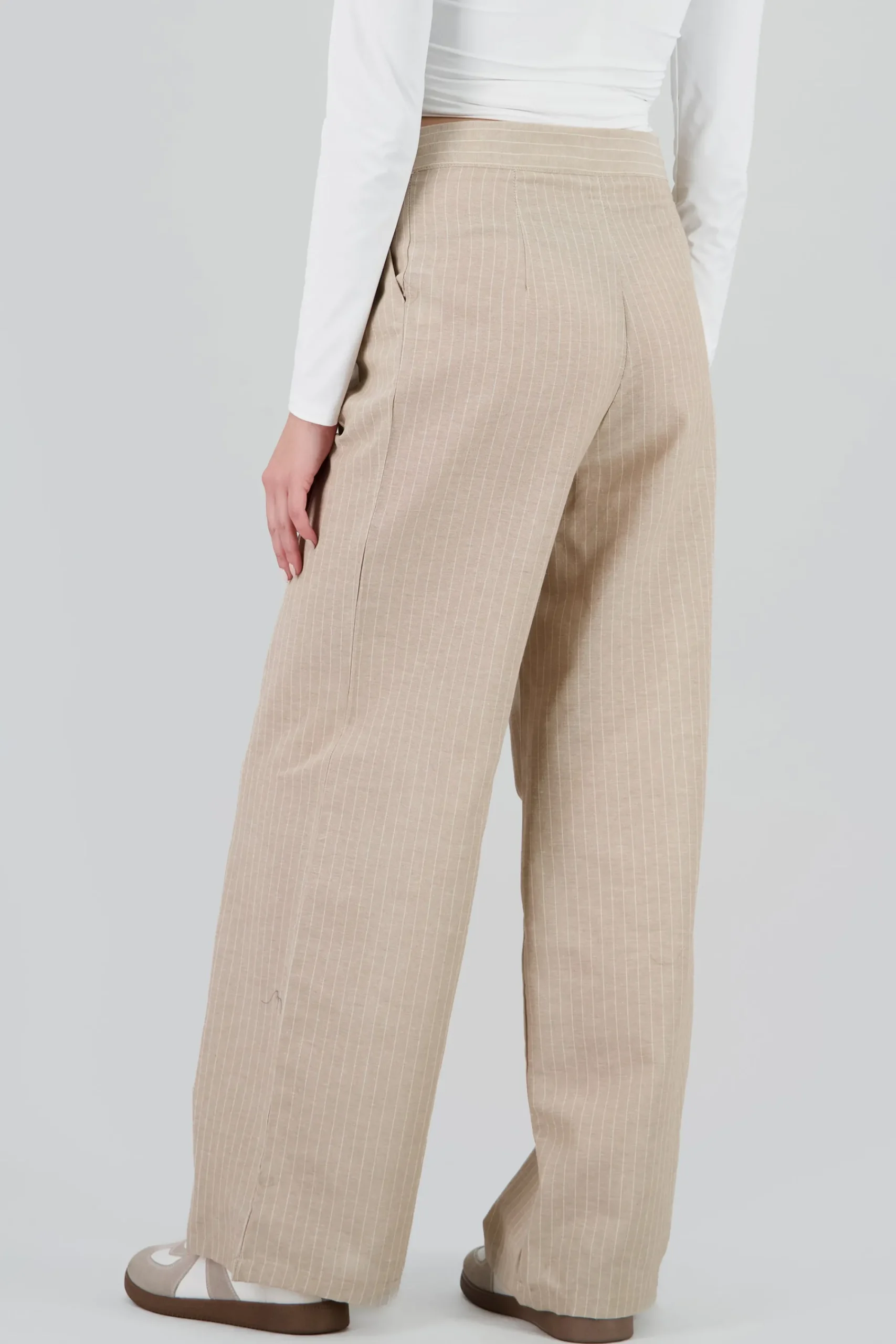 Shasa Striped Pants with Double Belt Loop Detail