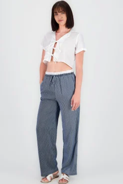 Shasa Striped Pants with Drawstring Detail