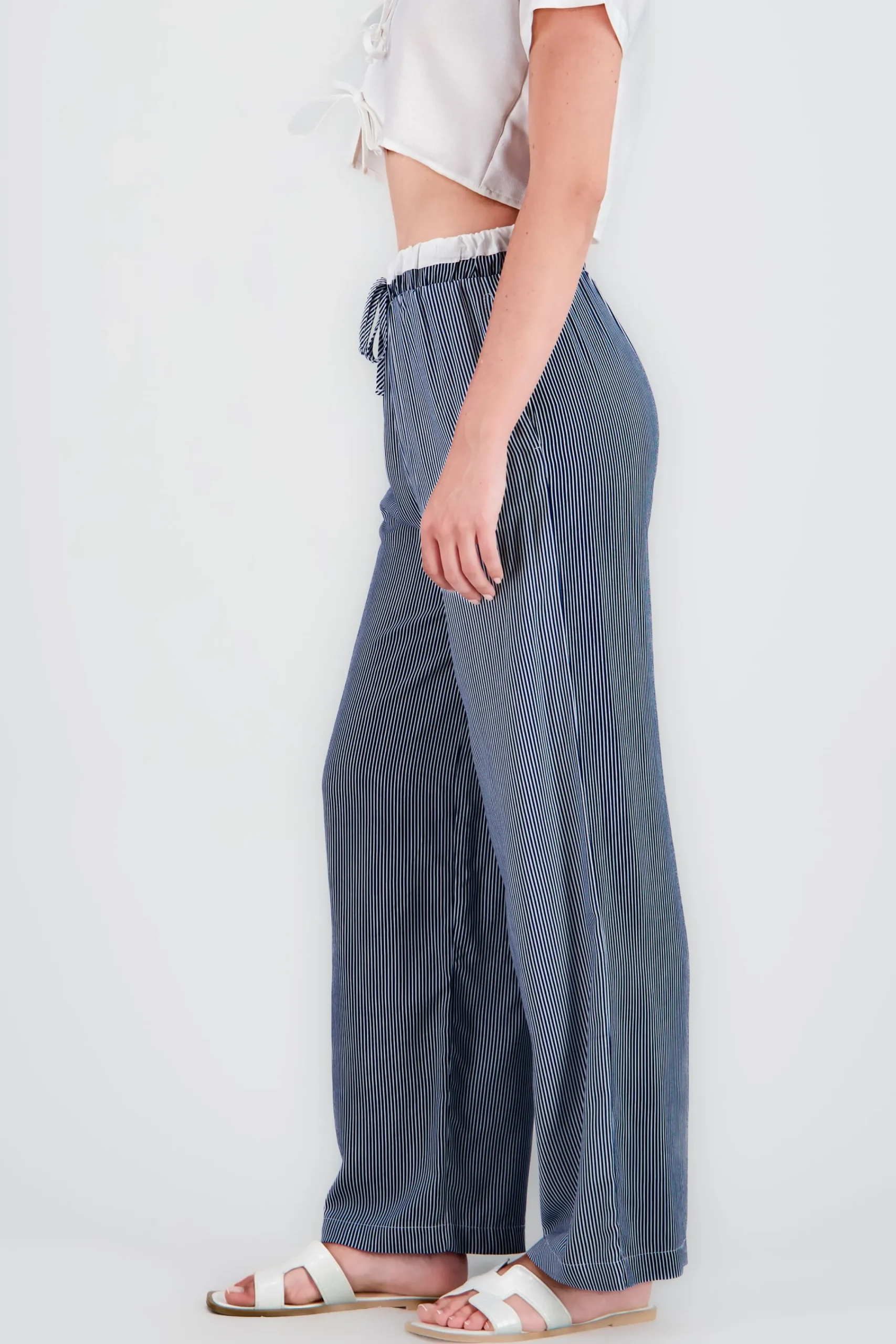 Shasa Striped Pants with Drawstring Detail