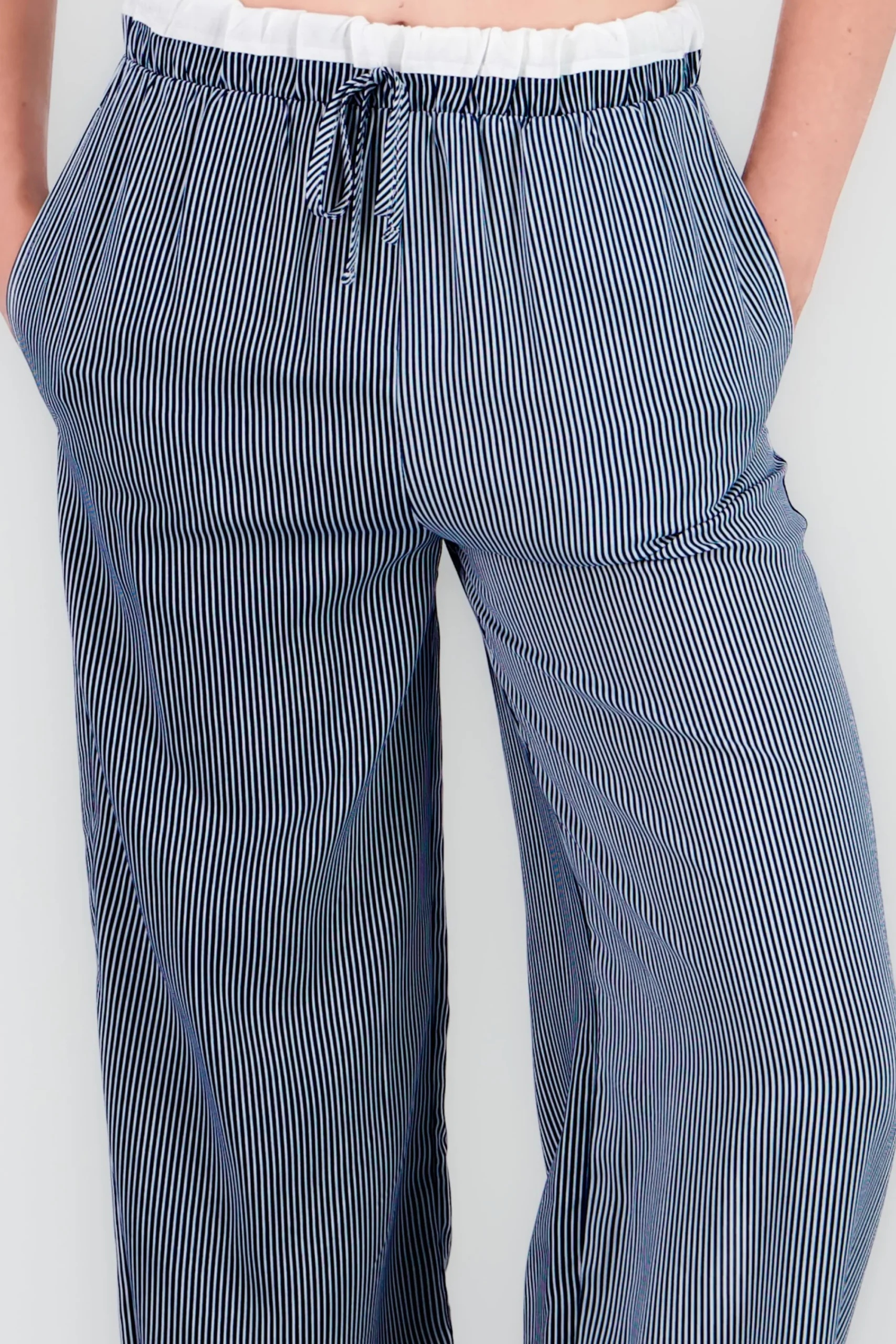Shasa Striped Pants with Drawstring Detail