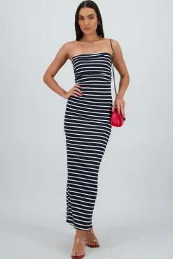 Shasa Striped Pleated Maxi Dress