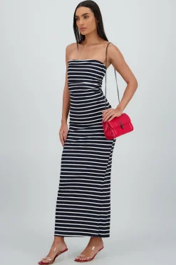 Shasa Striped Pleated Maxi Dress
