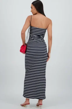 Shasa Striped Pleated Maxi Dress