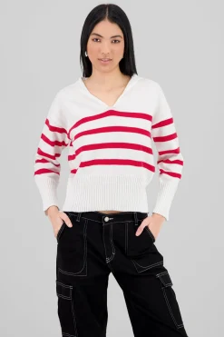 Shasa Striped Polo Neck Sweater
