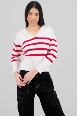Shasa Striped Polo Neck Sweater