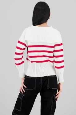 Shasa Striped Polo Neck Sweater