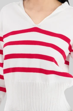 Shasa Striped Polo Neck Sweater