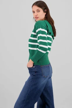 Shasa Striped Polo Neck Sweater