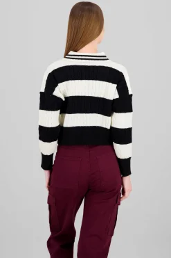 Shasa Striped Polo Neck Sweater