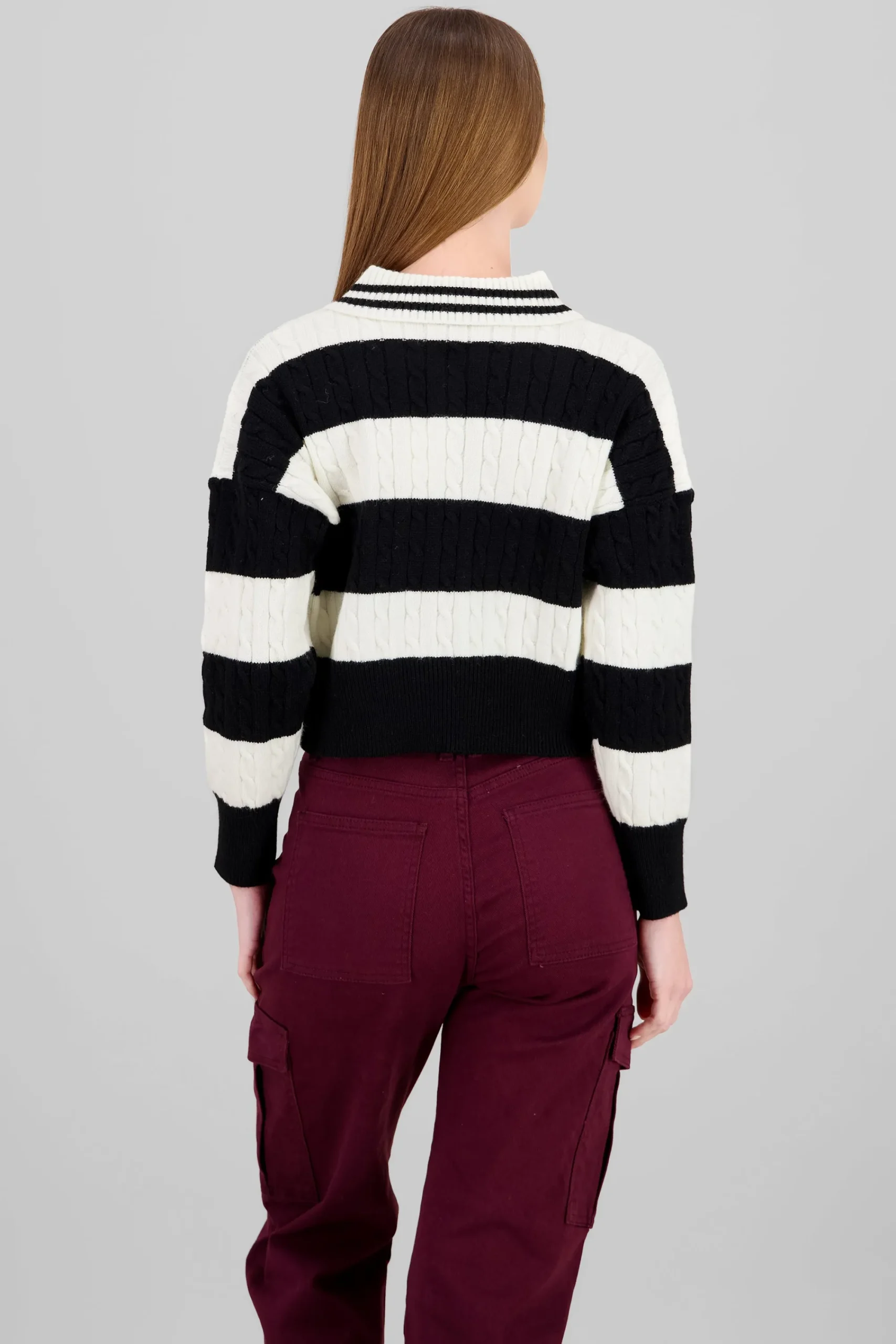 Shasa Striped Polo Neck Sweater