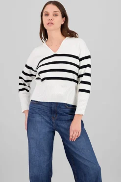 Shasa Striped Polo Neck Sweater