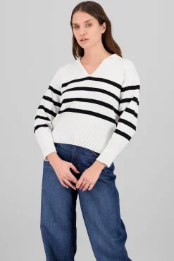Shasa Striped Polo Neck Sweater