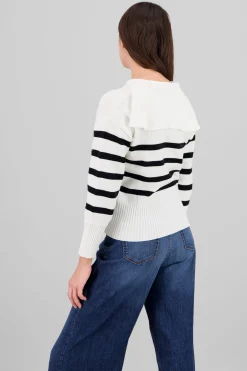 Shasa Striped Polo Neck Sweater