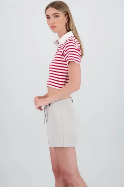 Shasa Striped Polo Neck Top