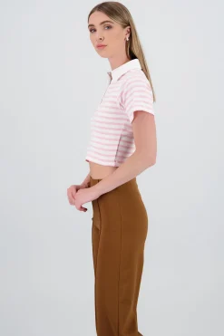 Shasa Striped Polo Neck Top