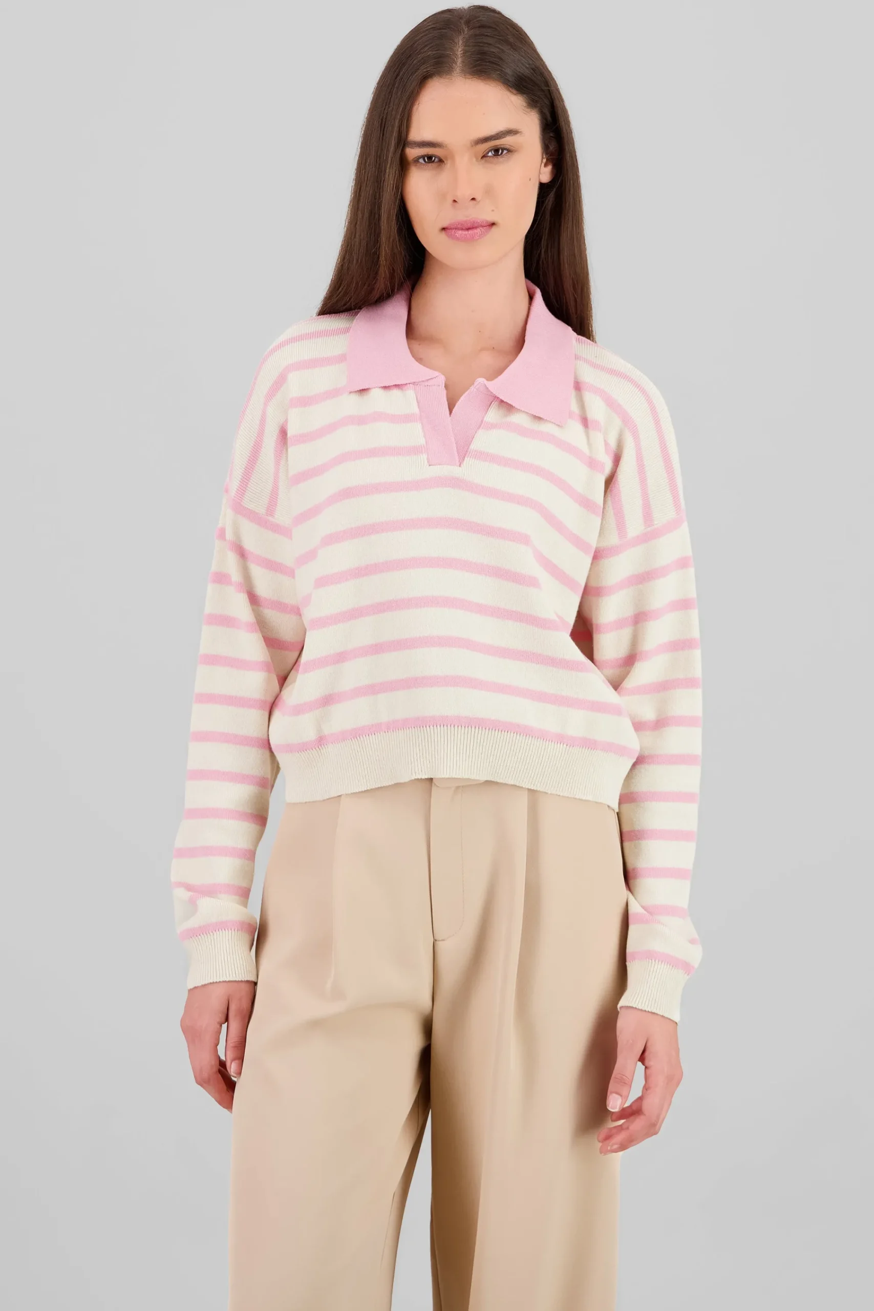 Shasa Striped Polo Sweater Long Sleeve Hypsters