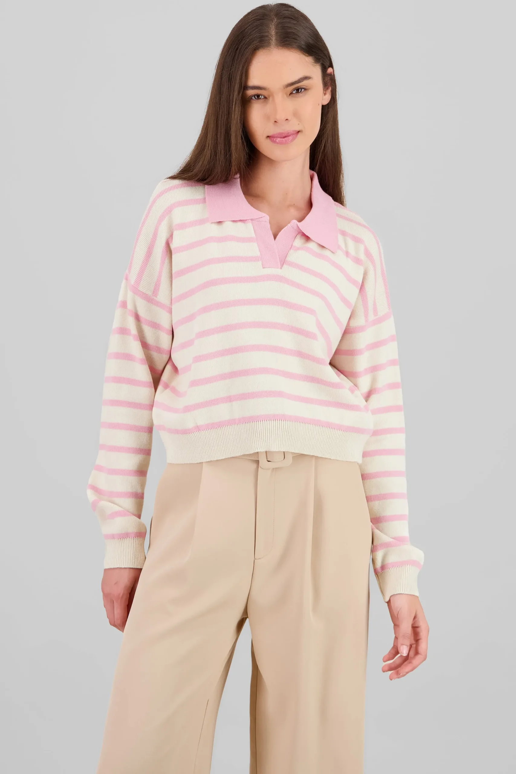 Shasa Striped Polo Sweater Long Sleeve Hypsters