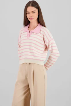 Shasa Striped Polo Sweater Long Sleeve Hypsters