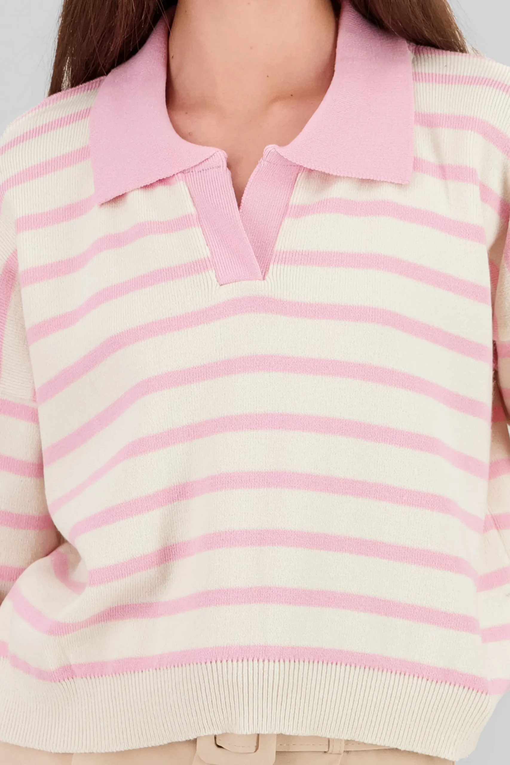 Shasa Striped Polo Sweater Long Sleeve Hypsters
