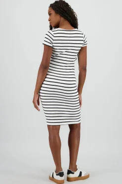 Shasa Striped Ribbed Double Layer Midi Dress