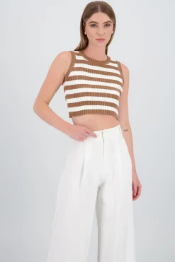 Shasa Striped Ribbed Knit Top