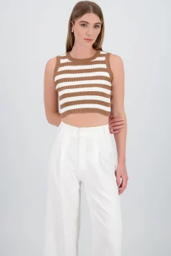 Shasa Striped Ribbed Knit Top